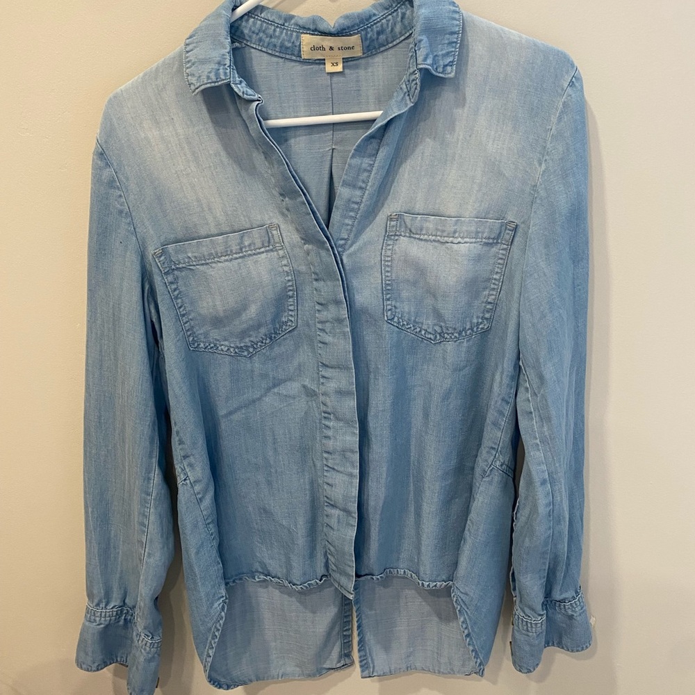 Soft denim button up